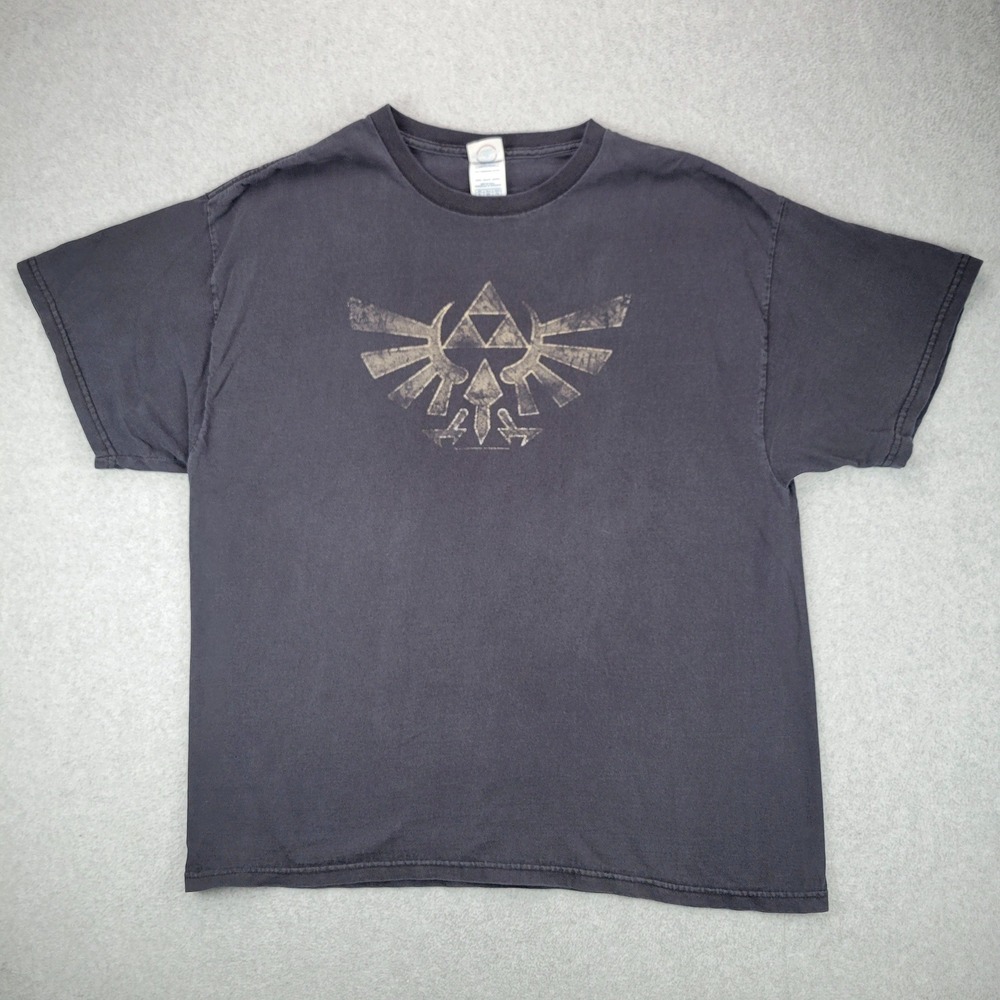 Nintendo‎ Zelda Ocarina of Time T-Shirt Men XL Black 2005 Vintage Triforce Crest